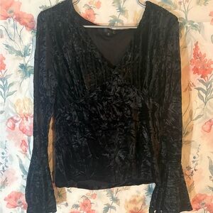 Vintage Lapis Black Crushed Velvet Blouse